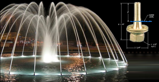 A nozzle for use in a decorative water fountain.